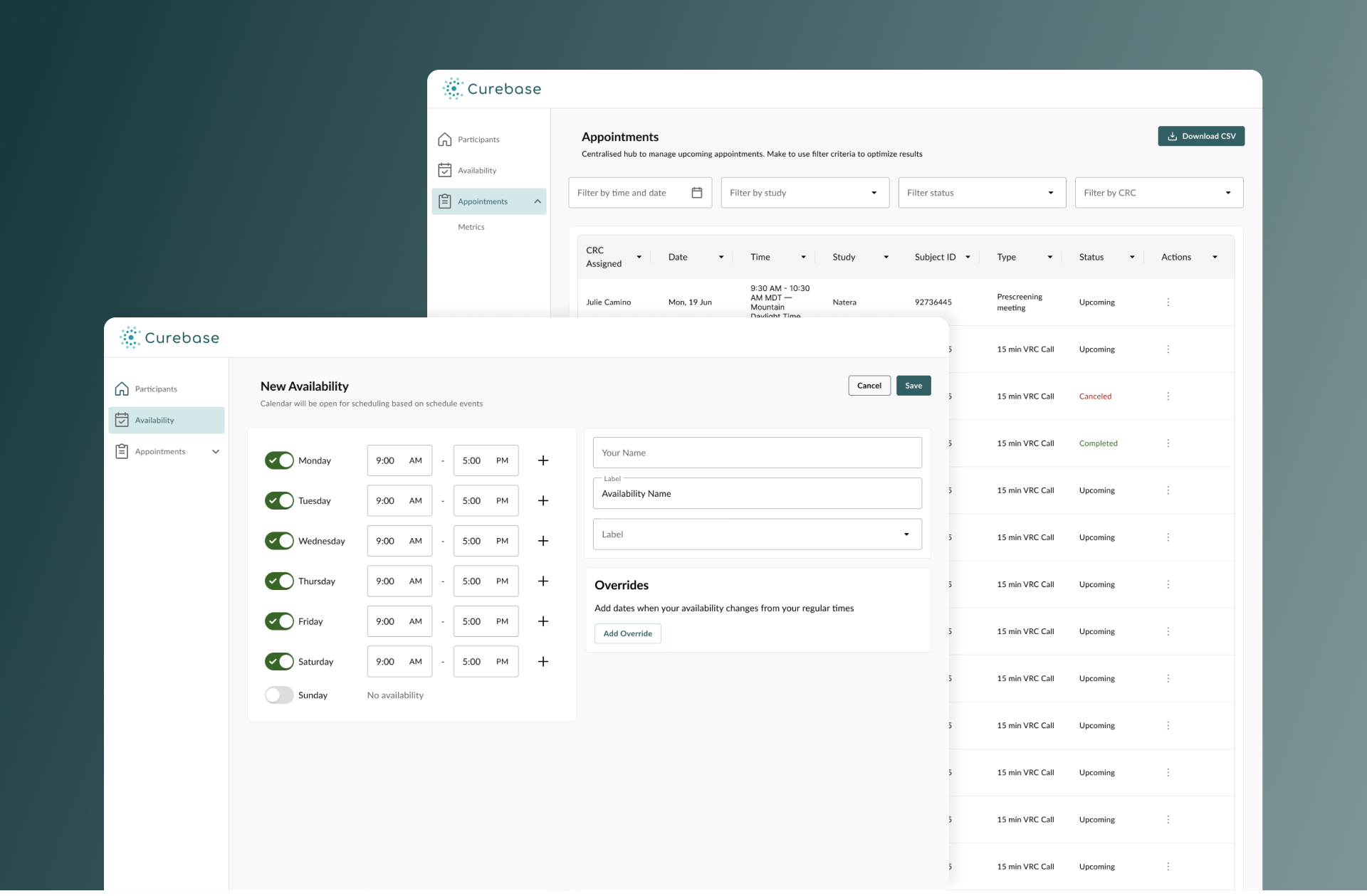 Optimizing CRC Scheduling and Availability Management at Curebase