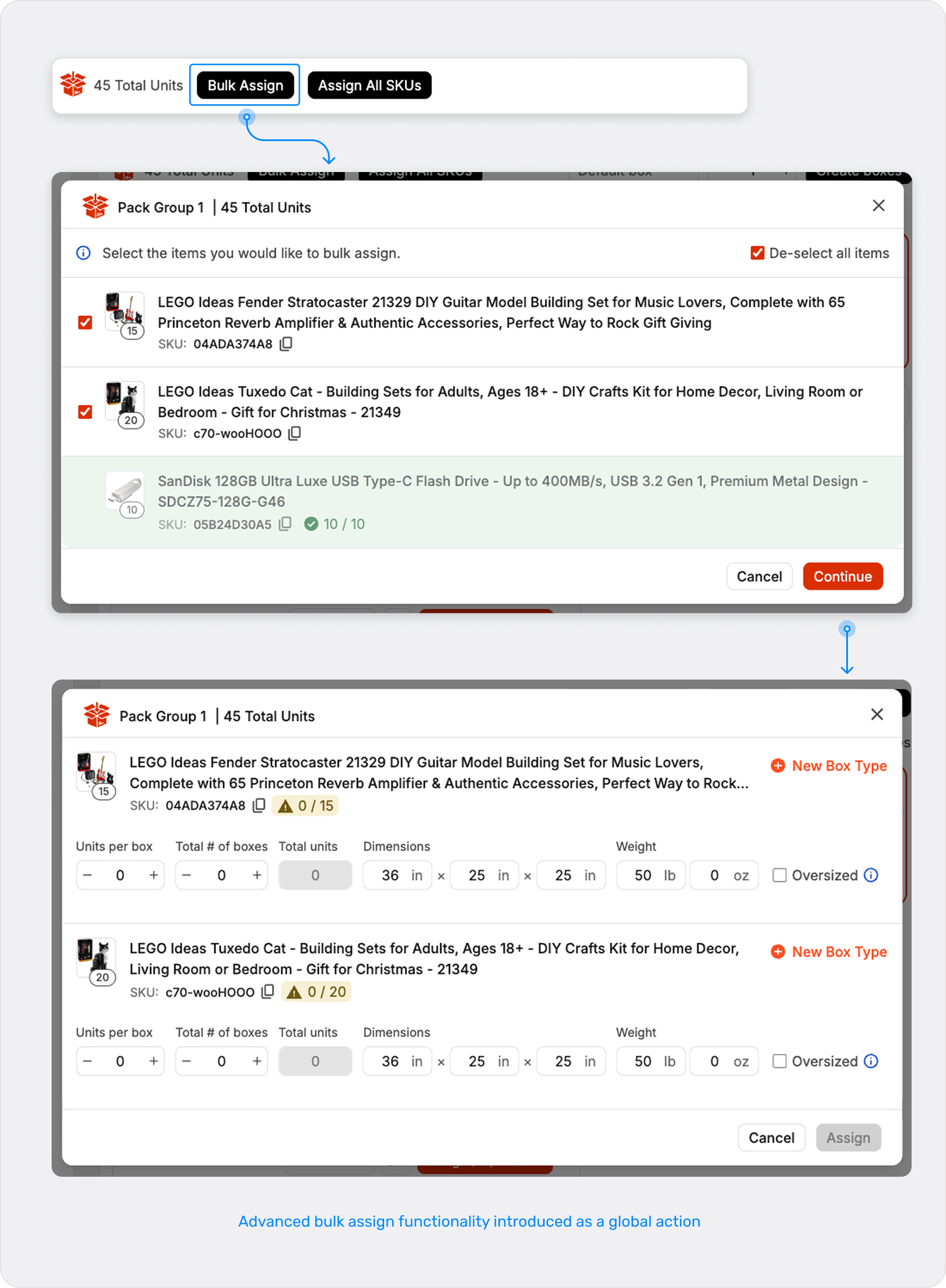 Bulk-assing-functionality